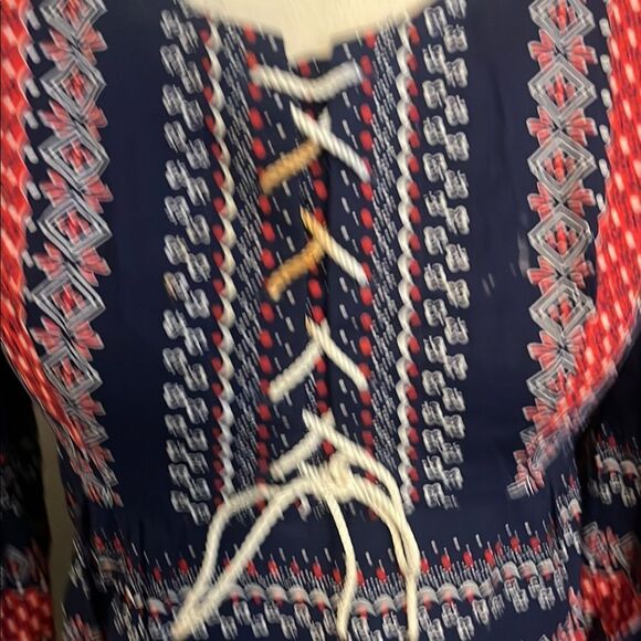 Vintage Juniors Of San Francisco Bohemian Front Lace Design Print Dress - Picture 3 of 14